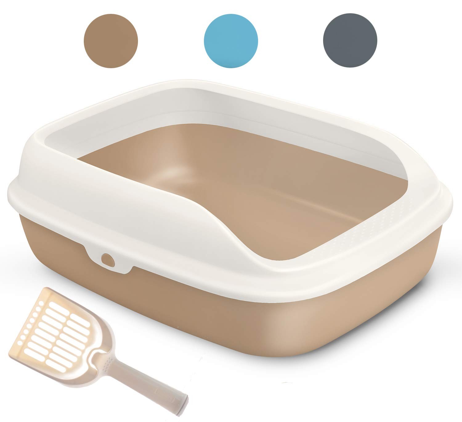 Litière pour chat BPS en plastique anti-projection avec pelle verte