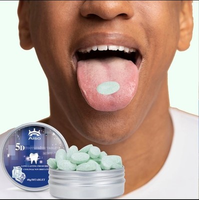 Mint Toothpaste Tablets 50pcs Travel Chewable Toothpaste Fresh Breath 40g