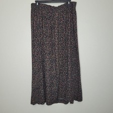 Vintage 90s y2k black pink ditsy floral moody witchy a line maxi skirt size 16