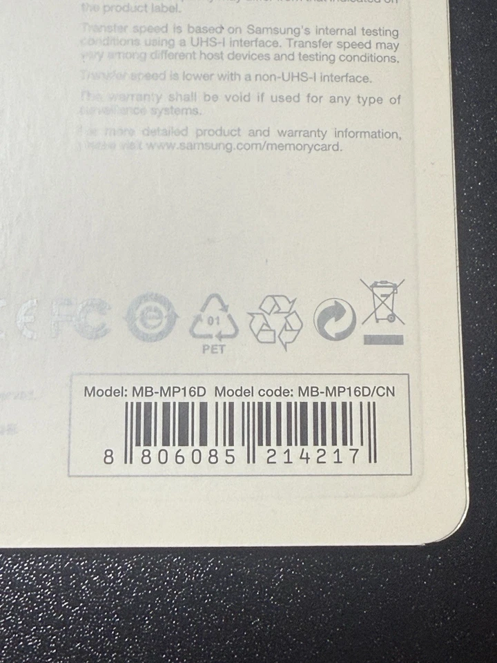 New - Samsung 16GB EVO Class 10 48 MB/s - MicroSDHC Card - MB-MP16D MB-MP16DA/AM - Image 3 of 3