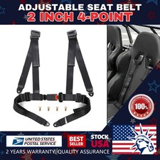 Black Adjustable 4 Point Buckle Racing Seat Belt Harness 2 For 4x4rzr3x3