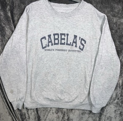 Cabela s Crewneck Sweatshirt Gray XL Reg Logo Pullover Outdoors Casual