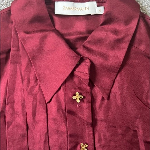 ZIMMERMAN Luminosity Floral-Button Shirt (Burgundy)