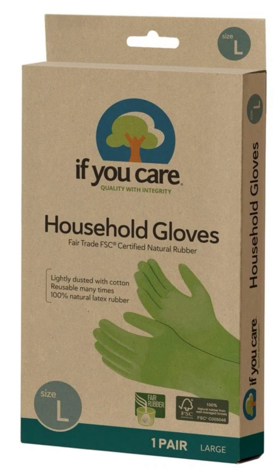 If You Care Green Reusable Latex Protective Household Gloves Pack of 2