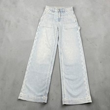 American Eagle Super High-Rise Baggy Wide Leg Carpenter Jeans Light Wash 00 Reg