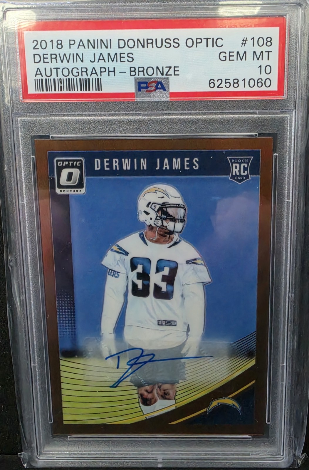 Derwin James Panini Donruss Optic #108 Autograph Bronze
