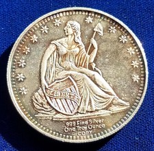 Seated Dollar and Flying Eagle design |.999 Silver 1oz Round | Rare Coin Design 113.93 per troy oz