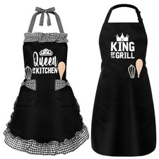 King  Queen Apron Gift For Couple Wedding Bridal Registry His Her Kitchen