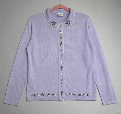 Isabelle Strickjacke Damen Strick bestickt Häkel Landhaus skurril Vintage 12-14