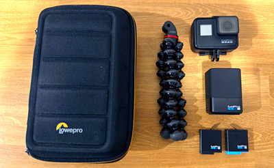 GoPro HERO7 Black Camera Bundle w/ Charger, 2 Batteries, Tripod & Case