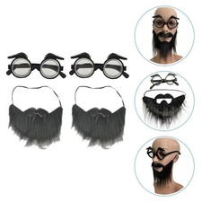 Durable Cosplay Beard Glasses Set Reusable Party Ornament with Mustache
