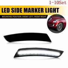 Smoked Front White LED Side Marker Light Lamp For Cadillac 15-20 ATS CTS 1-10Set