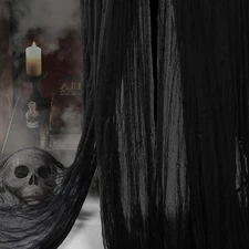 400" x 85" Halloween Creepy Cloth Decoration, Large Black Spooky Large, 