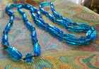 victorian vintage 20s molded NECKLACE blue art GLASS BEAD 50" egyptian revival — photo 7