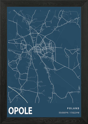 Opole Blueprint Street Map Framed Wall Art Poster Canvas Print Picture