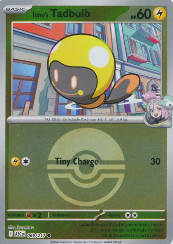Iono's Tadbulb (69/583) Ascended Heroes NM REVERSE HOLO- Poke Ball Pattern
