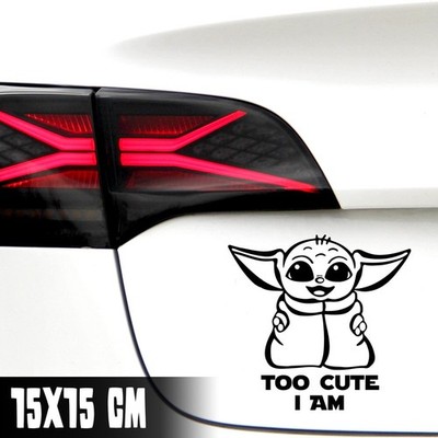 AUTO AUFKLEBER ''TOO CUTE I AM'' 15X15CM GROGU STAR WARS MANDALORIEN #0125