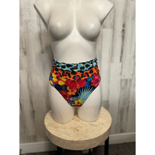 High Waisted Bikini Bottoms Size S Multicolor Leopard Floral Swim Bottom