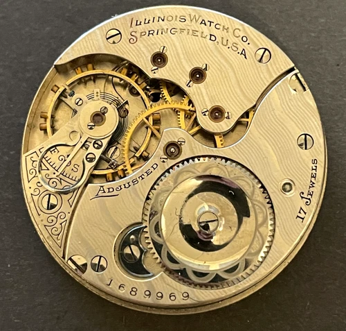 Antique 1903 Illinois Grade 173 Pocket Watch Movement Good Balance 16s 17j USA