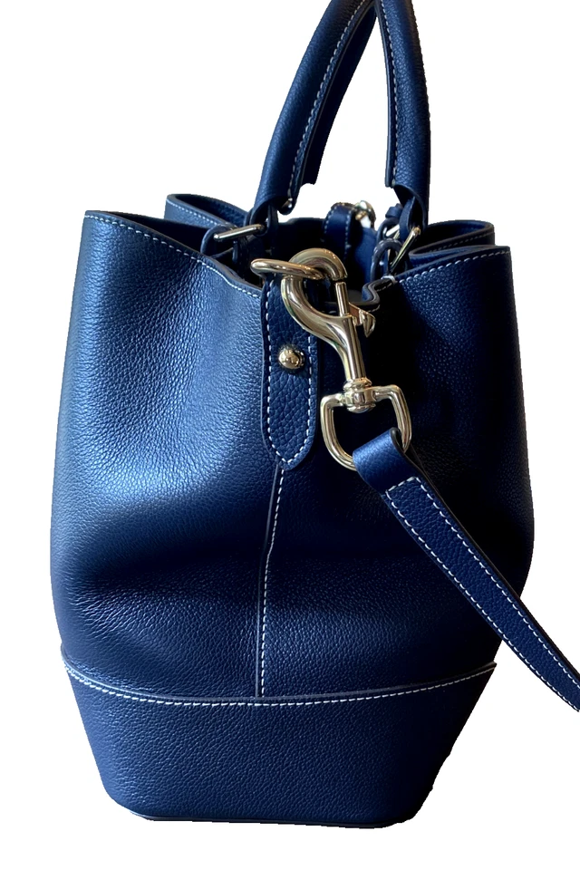 Dooney & Bourke-Cuero Grano Guijarro-Barlow-Azul Marino-con Bolsa para el Polvo-NUEVO SIN ETIQUETAS Foto 4 de 4