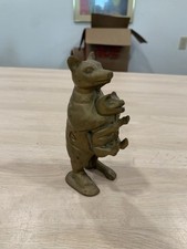 SOLID BRASS BEAR and cub coin bank screw open style