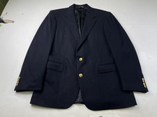 Vintage Polo Ralph Lauren 2 Button Navy Blue Blazer Jacket Men 44L Gold Buttons