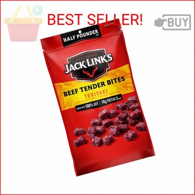 Jack Link's Beef Tender Bites, Teriyaki, Half Pounder Bag - Flavorful Meat Prote