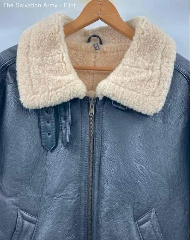 USAF Mens Black Leather Long Sleeve Pockets Full-Zip Bomber Jacket Size L - Image 3 of 4