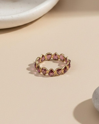 Pink Tourmaline Gold Eternity Pear Ring 10K 14K October Birthstone Band