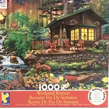 Ceaco Puzzles WEEKEND RETREAT DEER HOUSE 1000 pc. MADE IN USA NEW