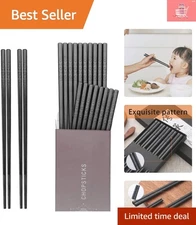 10 Pairs Black Cherry Blossom Chopsticks - Dishwasher Safe, 9.5 Inches Design