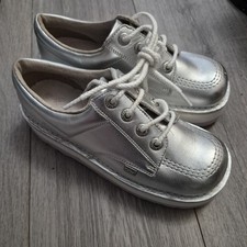 Kickers Silver Flat Shoes Size 5 Euro 38