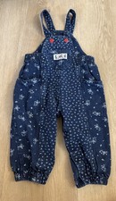 Vintage OshKosh B'Gosh Girls Denim Overalls With White Flowers Size 2T USA Made