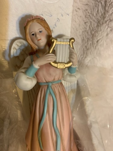 Figurine Vintage HOMCO Angeli Duetto Celeste (2) #1422 Ali Suonano Arpa Tromba - Foto 2 di 5