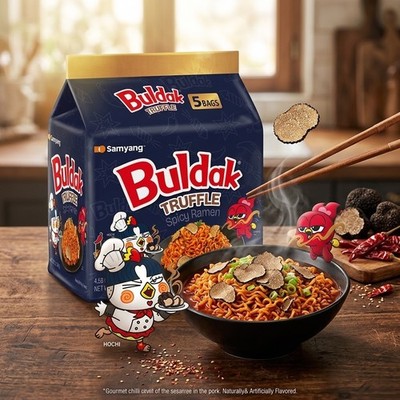 Samyang Buldak Truffle Spicy Instant Ramen Noodles, 5 Pack, 4.58 oz Bags
