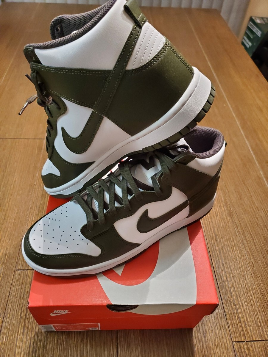 🔥Nike Dunk HI Retro Green Cargo Khaki White Olive DD1399-107 Sz