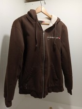 Vintage Quicksilver Fleece Lined Hoodie Mens Sz Sm, Brown Metal Zip 90's Skater