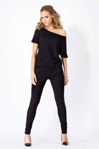 Ladies Sexy Jumpsuit Boat Neck Short Sleeve Skinny Leg Playsuit Sizes 8-18 FM07 - Picture 4 of 10