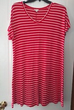 Ladies Est. 1946 Short Sleeve V Neck Dress Size XL Flutter Sleeve Red /White