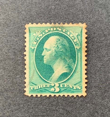 1879 UNITED STATES SCOTT #184 GEORGE WASHINGTON GREEN 3C BANKNOTE USED NGH FINE
