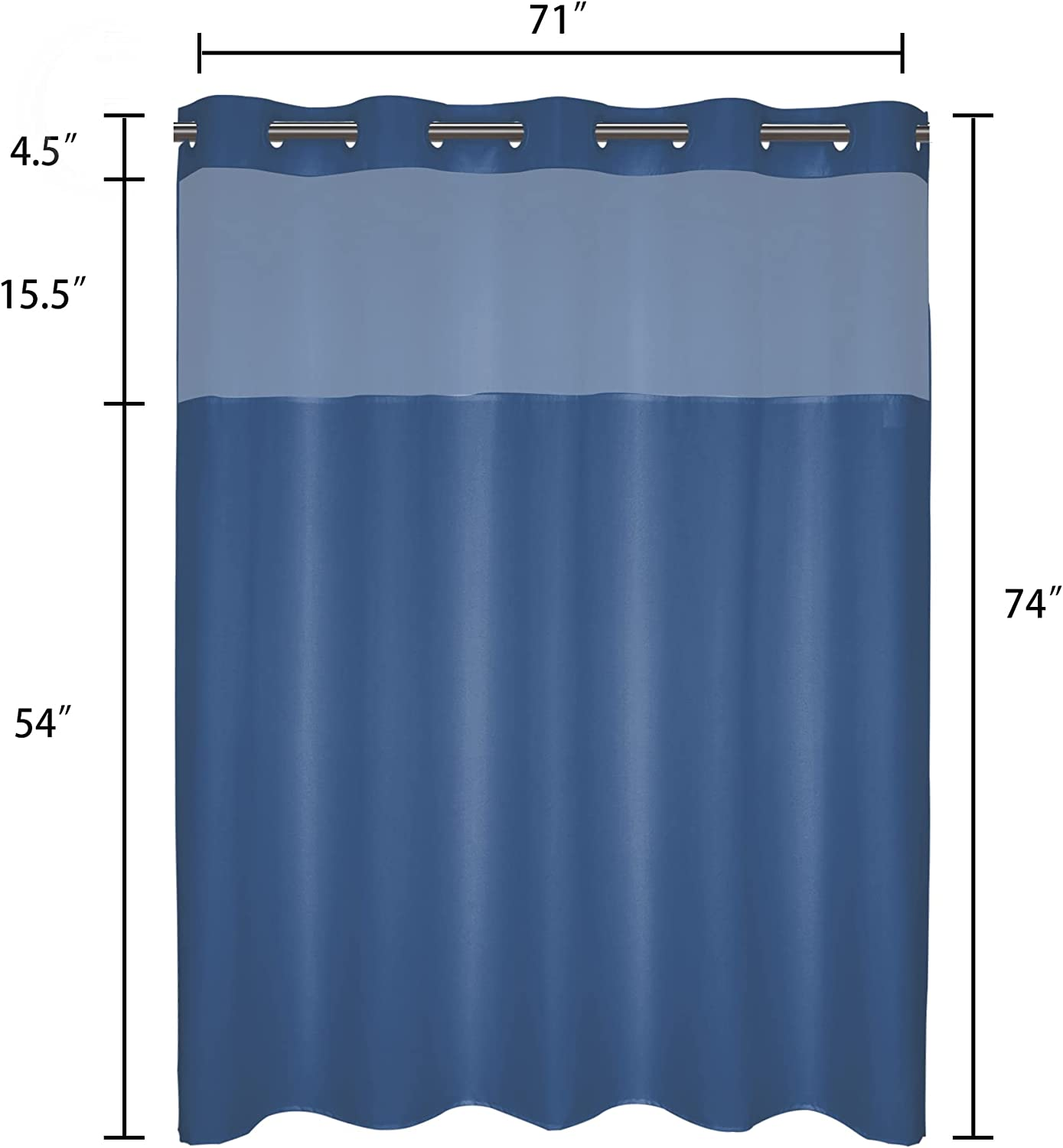 Navy Blue Fabric Shower Curtain or Liner with Sheer Window, No Snap in Liner Nee eBay
