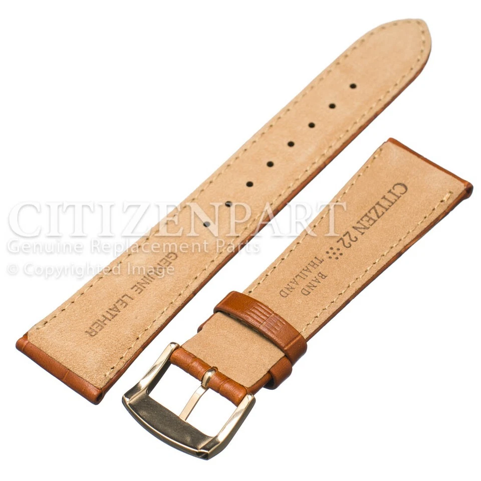 Correa de cuero marrón original Citizen de 22 mm para reloj de vestir Corso AO9003-08E Foto 2 de 4