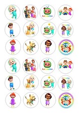 24 COCOMELON  BIRTHDAY   ICE/ICING EDIBLE FAIRY/CUP CAKE/BUNS  TOPPERS