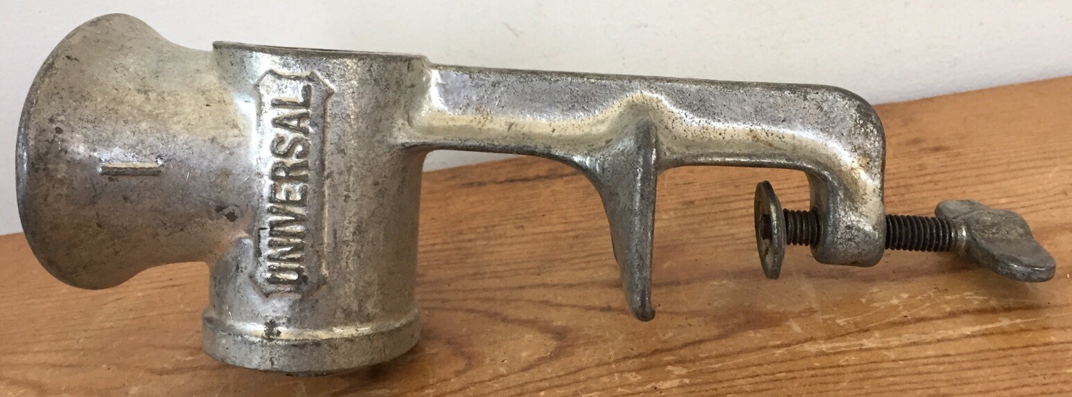 Vintage Antique Universal Meat Grinder w Attachements Bread Crumber