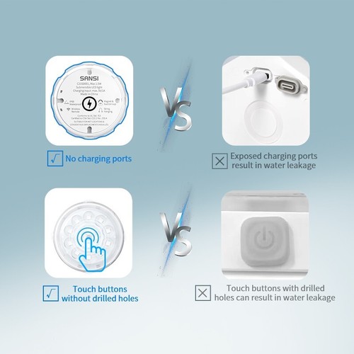 1/2 Pack Rechargeable Submersible LED Pool Lights Wireless Remote Dimmable IP68 - Picture 6 of 22