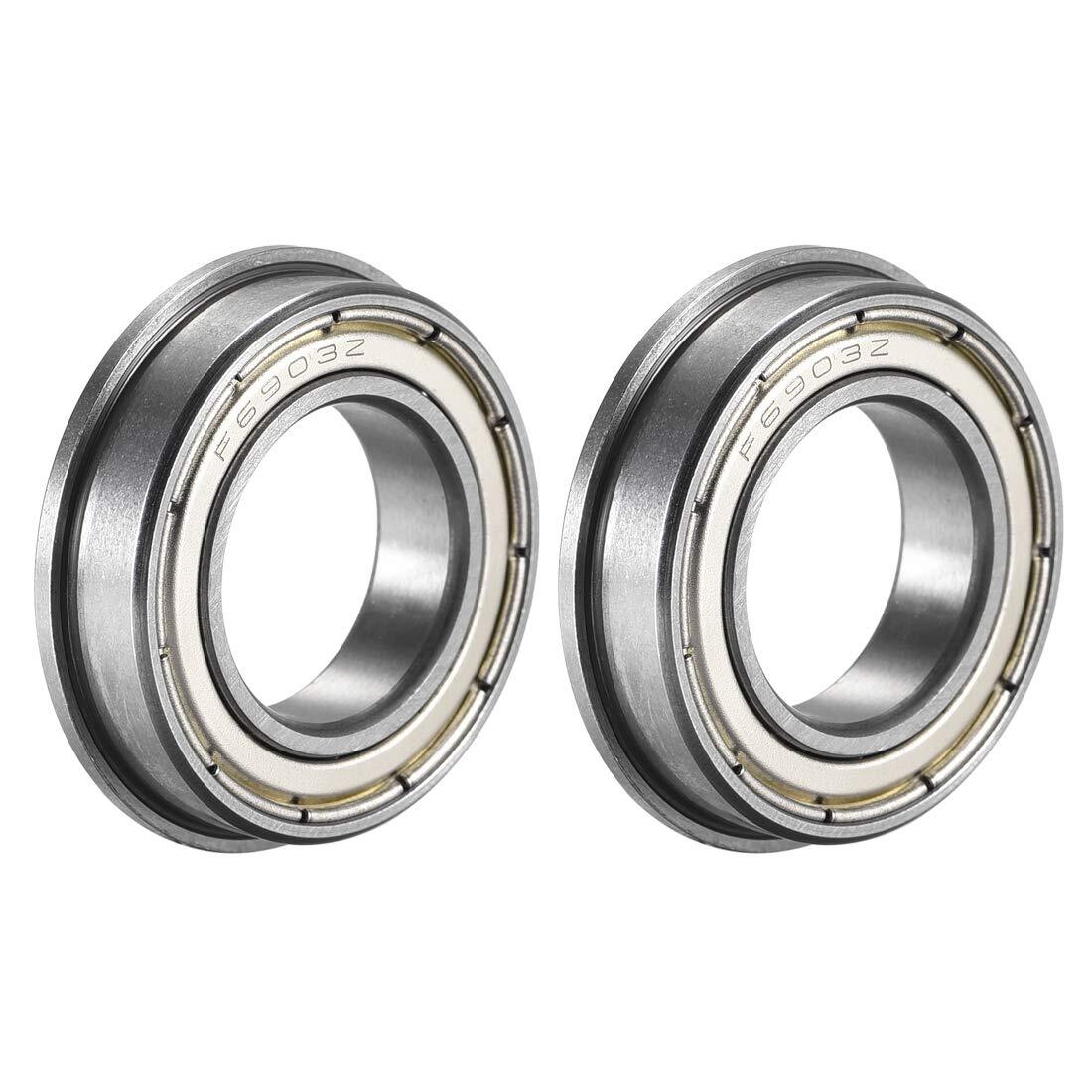 uxcell F6903ZZ Flanged Ball Bearing 17x30x7mm Double Metal Shielded (GCr15)...