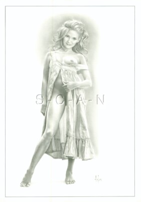 Vintage Nude French Postcard- Alain Gourdon- Aslan- Delphine- Blond- Open Nighty