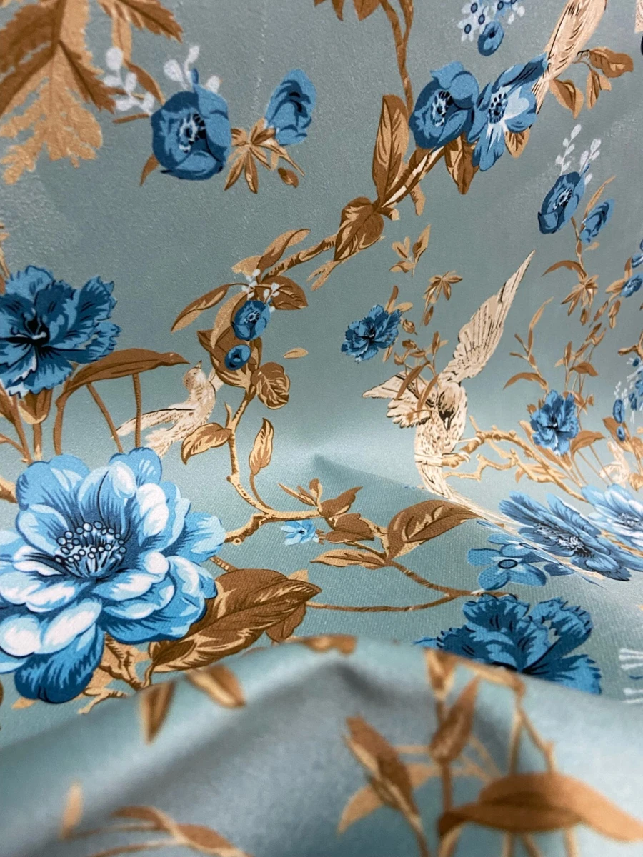 Floral Print Velvet Microfiber Fabric 54" Wide Upholstery Window Craft - By Yard