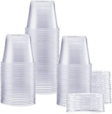  100 Sets - 5.5 Oz. Plastic Disposable Portion Cups With Lids, Sou