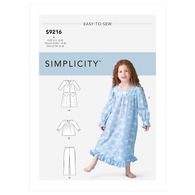 SIMPLICITY 9216 KINDER KUSCHEL NACHTWÄSCHE Schnittmuster Gr. 3 - 8 Schlafanzug